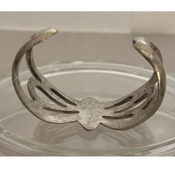 Vintage Navajo Sand Cast Butterfly Sterling Silver Cuff Bracelet 50g - Picture 5 of 5